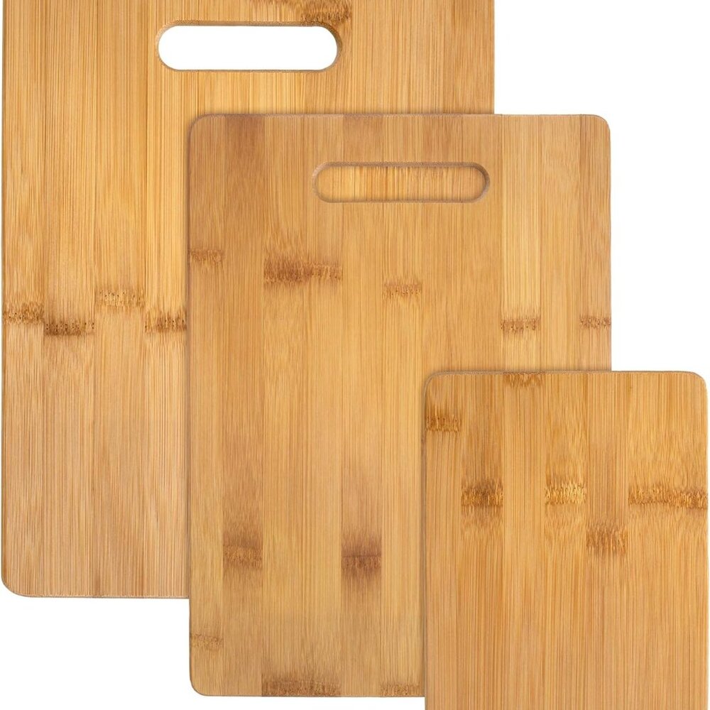 3-Piece Bamboo Cutting Board Set; 3 Assorted Sizes of Bamboo Wood Cutting Boards